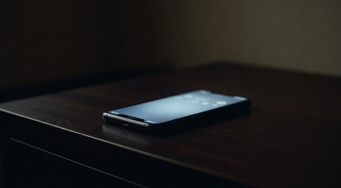 어두운 실내의 휴대전화 화면 이미지 — 광양 주의사항 안내