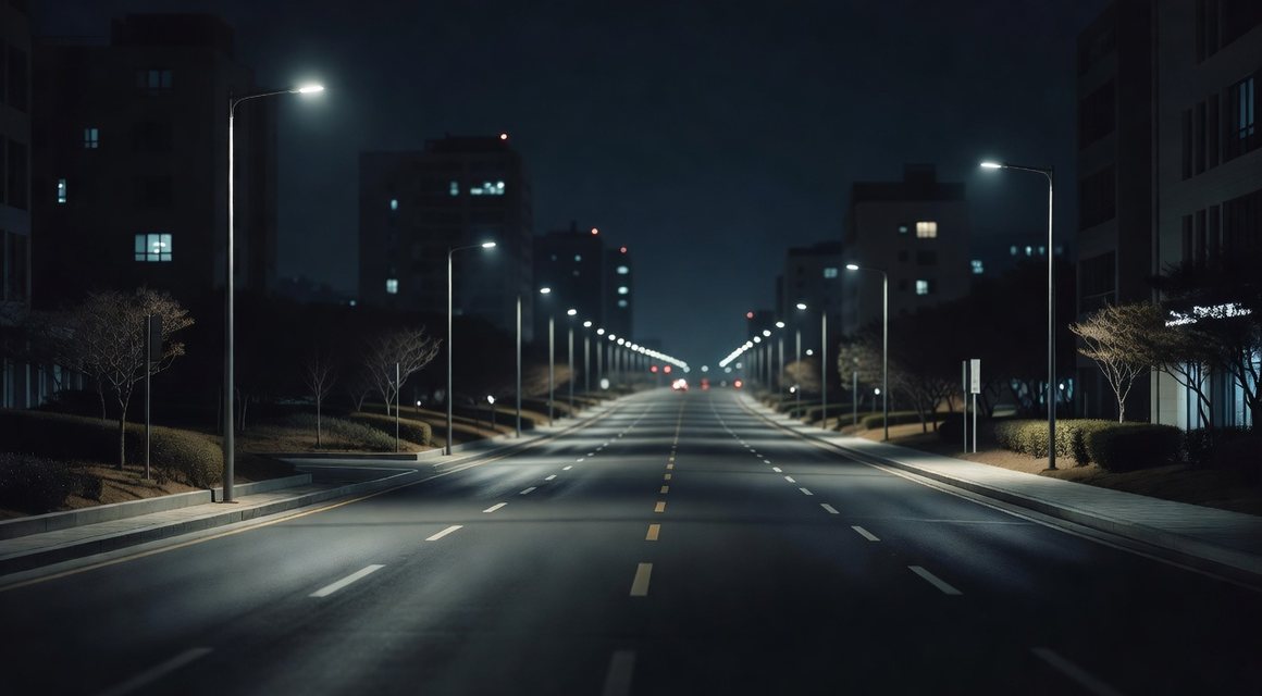 밝은 야간 큰길 이미지 — 광양 주의사항 안내